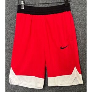 Nike Dri-Fit Kids Red Athletic Shorts Black Swoosh Logo‎ Elastic Waist Size L